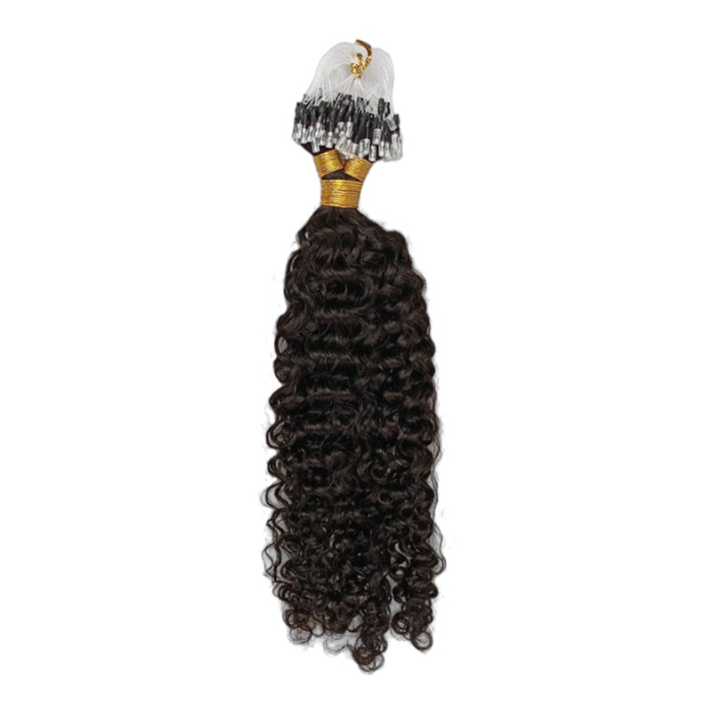 Micro Ring Hair Extensions - #1B Deep Curly Human Hair