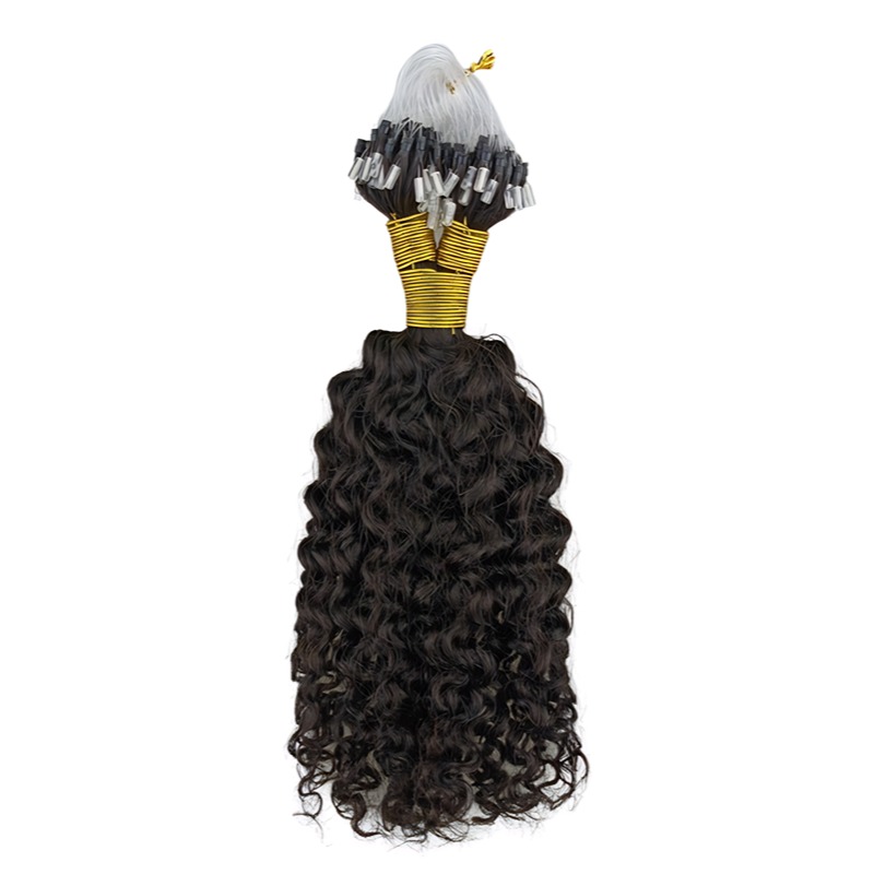 Micro Ring Hair Extensions - #1B Deep Curly Human Hair