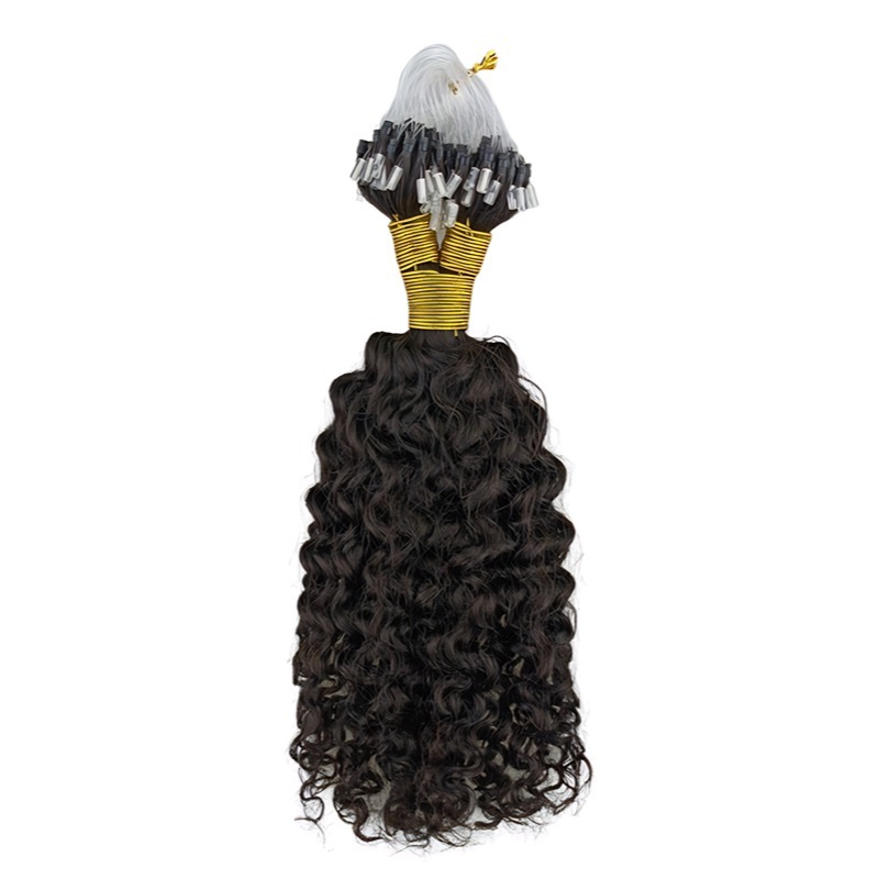 Micro Ring Hair Extensions - #1B Deep Curly Human Hair
