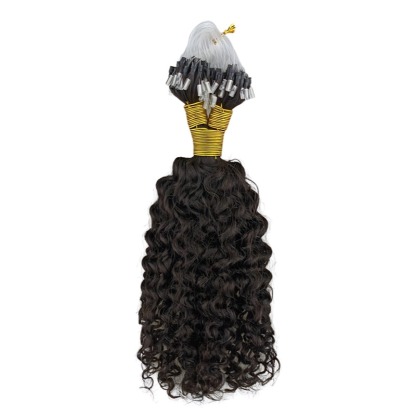 Micro Ring Hair Extensions - #1B Deep Curly Human Hair