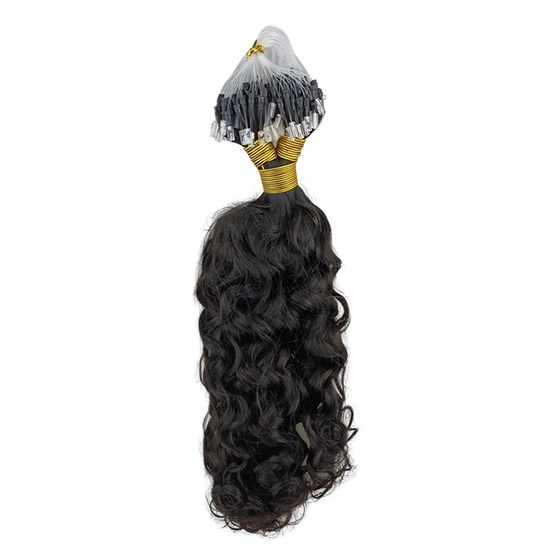 Micro Ring Hair Extensions - #1B Italian Curly Human Hair