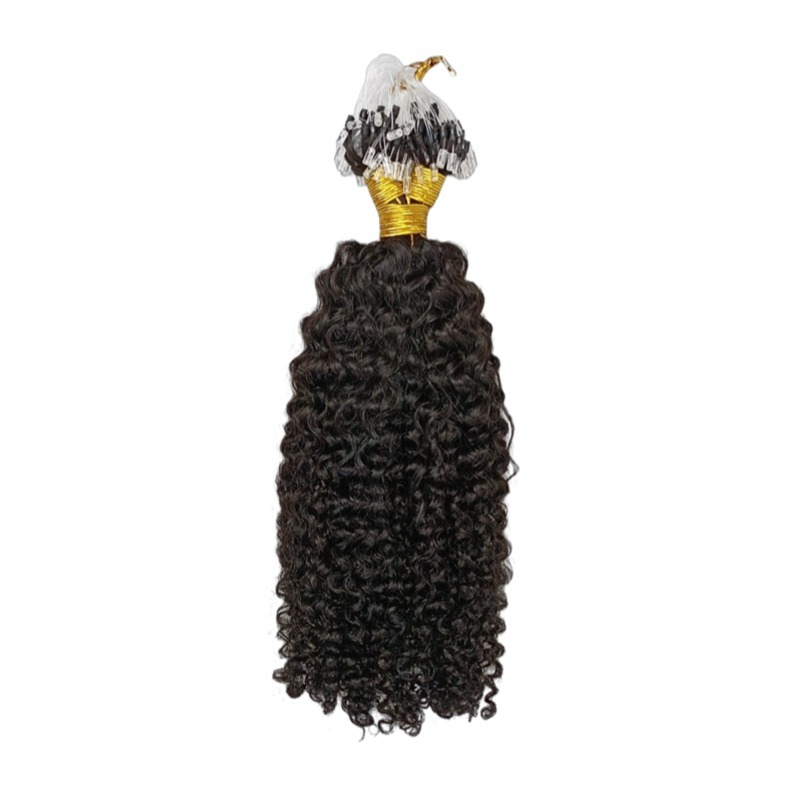 Micro Ring Hair Extensions - #1B Jerry Curly Human Hair