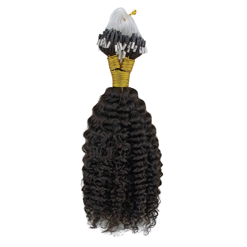 Micro Ring Hair Extensions - #1B Jerry Curly Human Hair