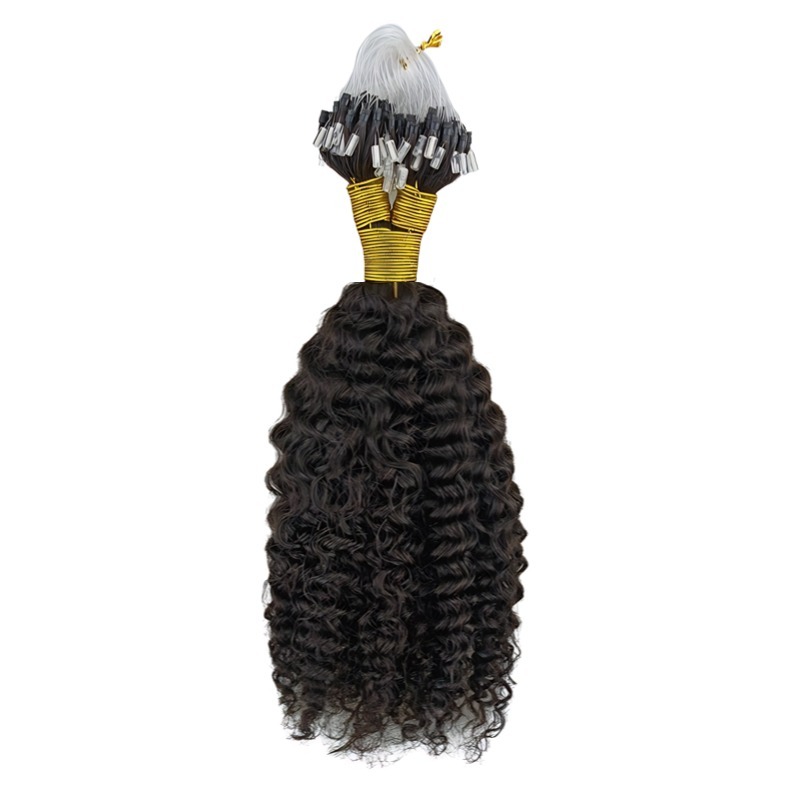 Micro Ring Hair Extensions - #1B Jerry Curly Human Hair