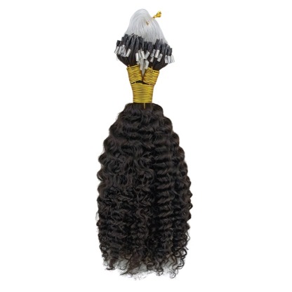 Micro Ring Hair Extensions - #1B Jerry Curly Human Hair