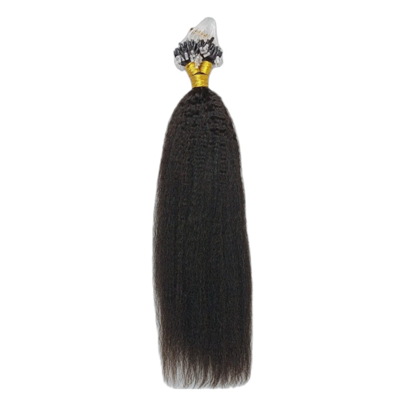 Micro Ring Hair Extensions - #1B Kinky Straight Human Hair