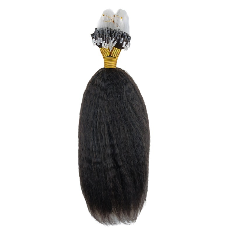 Micro Ring Hair Extensions - #1B Kinky Straight Human Hair