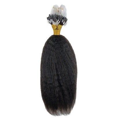 Micro Ring Hair Extensions - #1B Kinky Straight Human Hair