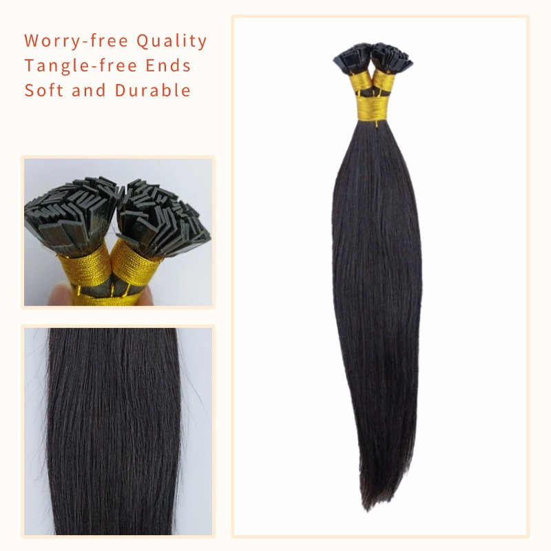 K-Tip Hair Extensions - #1B Straight Human Hair