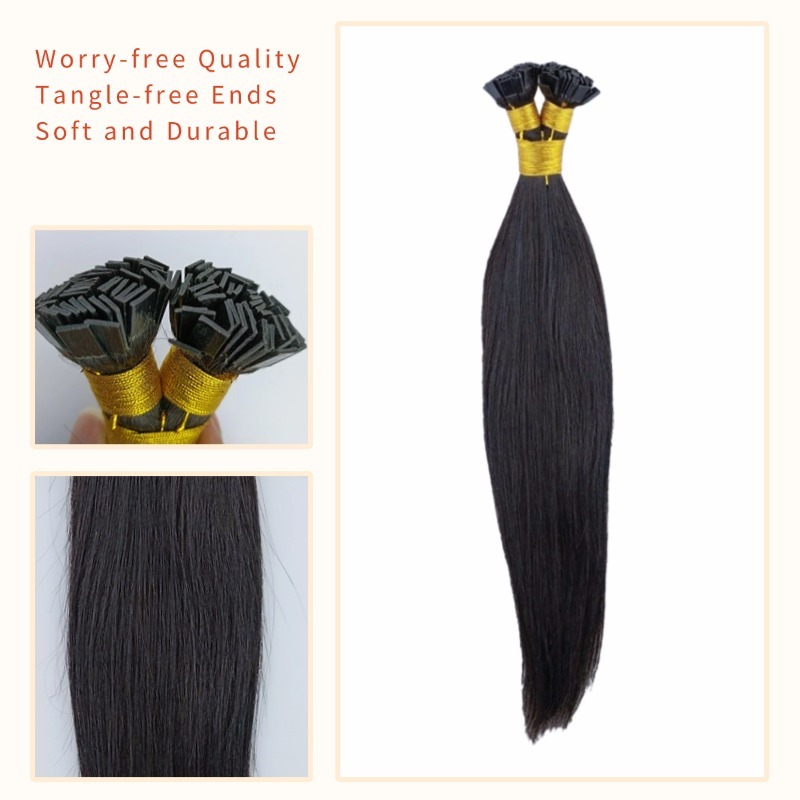 K-Tip Hair Extensions - #1B Straight Human Hair
