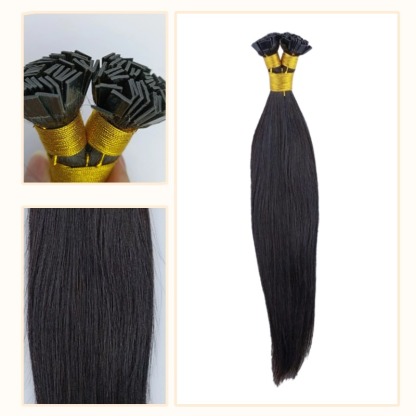 K-Tip Extensions de Cheveux - #1B Cheveux Humains Lisses