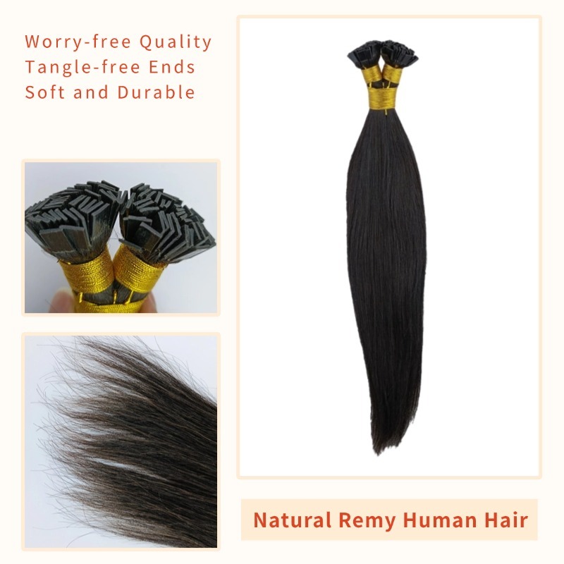 K-Tip Hair Extensions - #1B Straight Human Hair