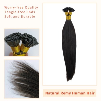 K-Tip Hair Extensions - #1B Straight Human Hair