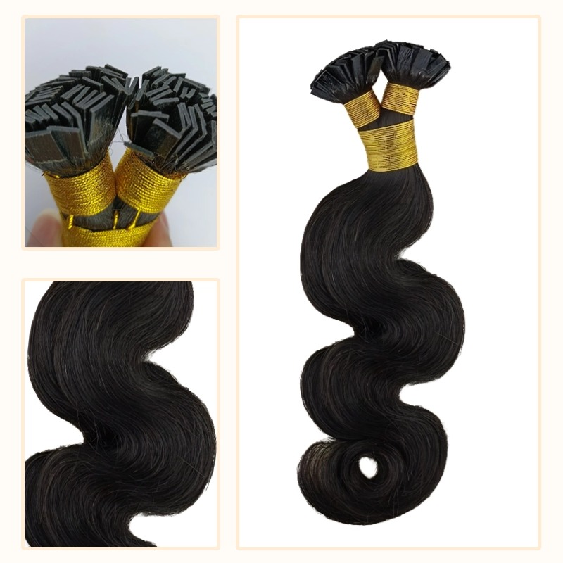 K-Tip Hair Extensions - #1B Body Wave Human Hair