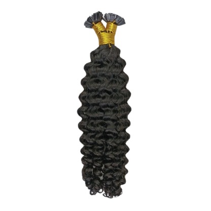 K-Tip Hair Extensions - #1B Deep Curly Human Hair