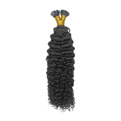 K-Tip Hair Extensions - #1B Jerry Curly Human Hair