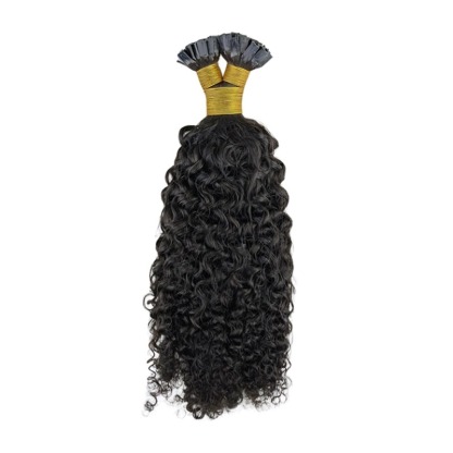 K-Tip Hair Extensions - #1B Jerry Curly Human Hair