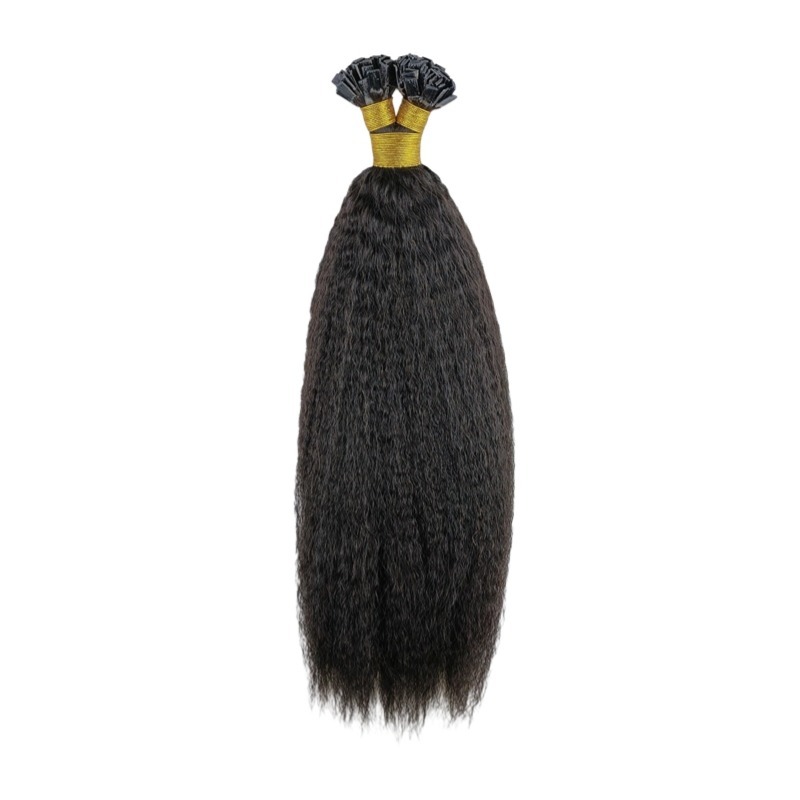 K-Tip Hair Extensions - #1B Kinky Straight Human Hair