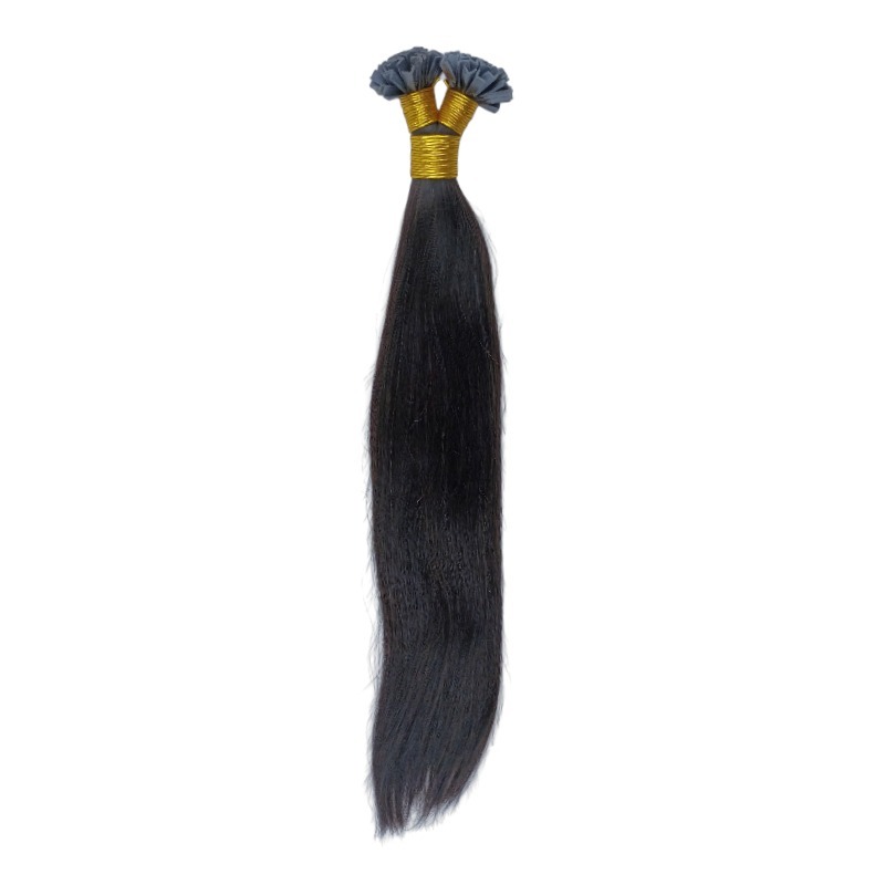 V-Tip Hair Extensions - #1B Straight Human Hair