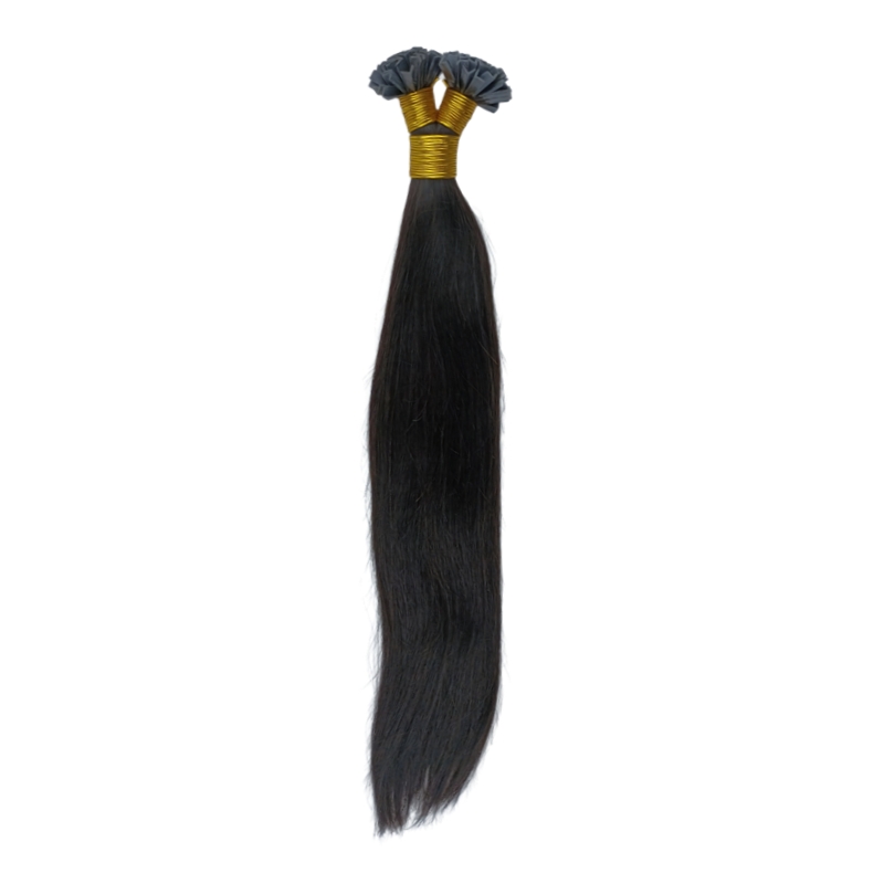 V-Tip Hair Extensions - #1B Straight Human Hair