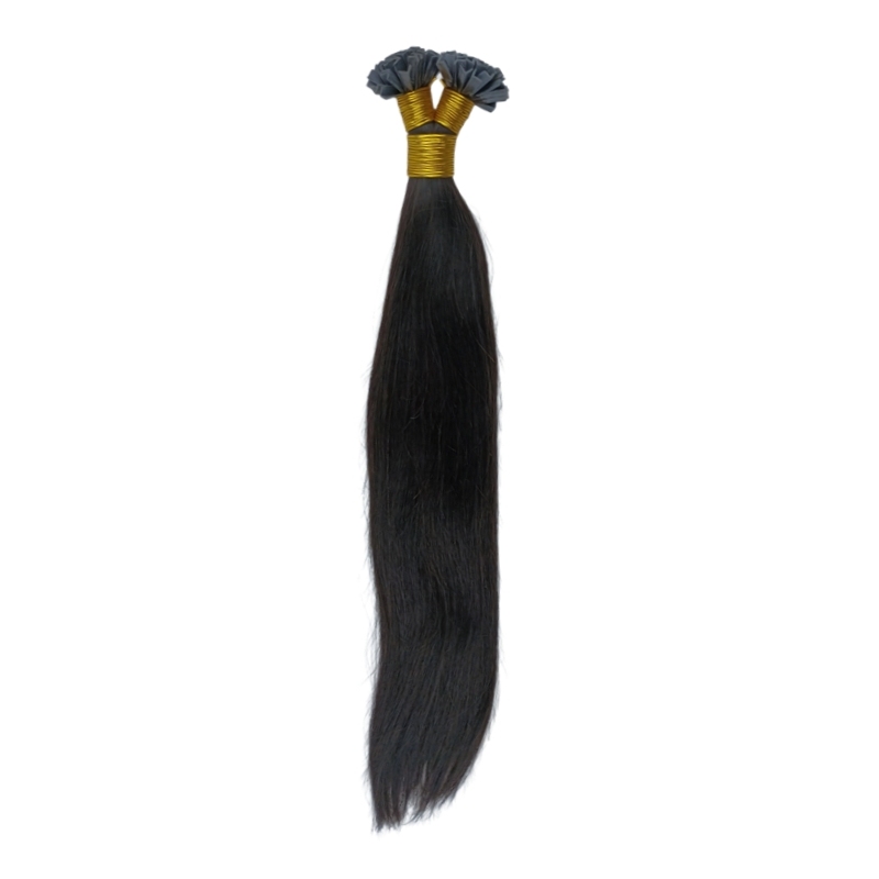 V-Tip Hair Extensions - #1B Straight Human Hair