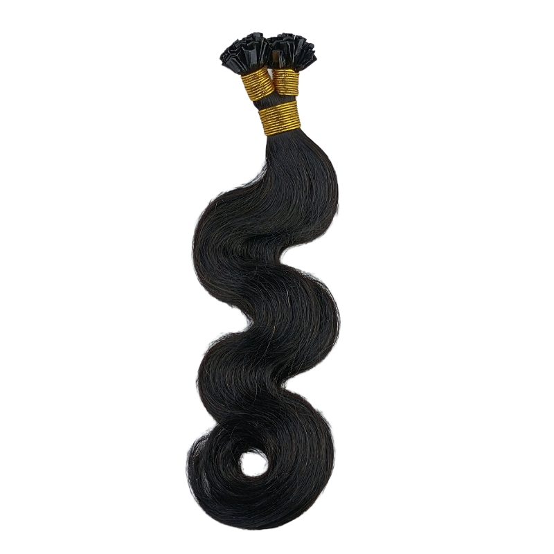V-Tip Hair Extensions - #1B Body Wave Human Hair