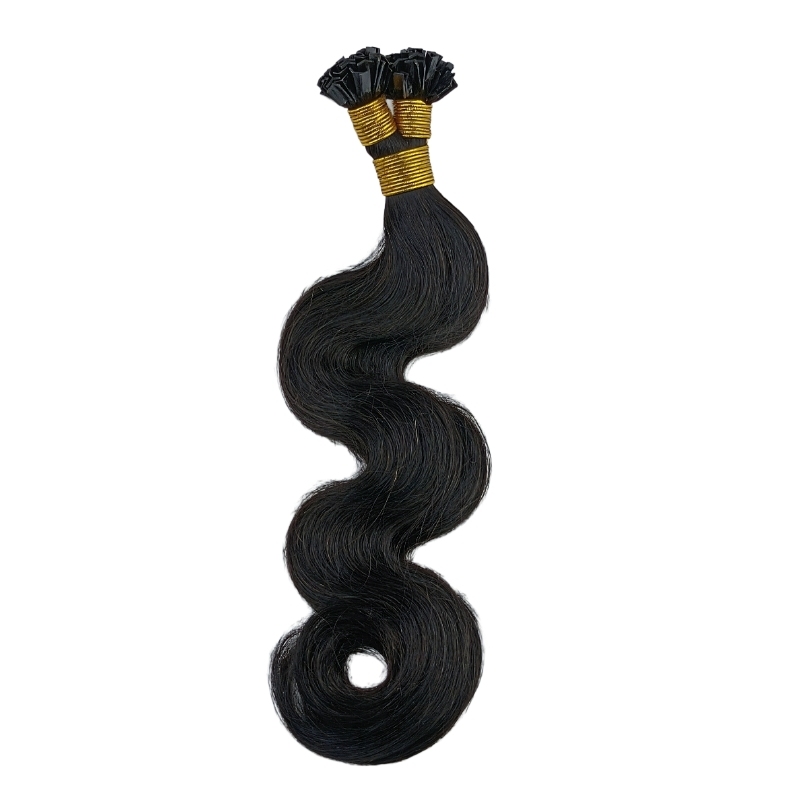 V-Tip Hair Extensions - #1B Body Wave Human Hair
