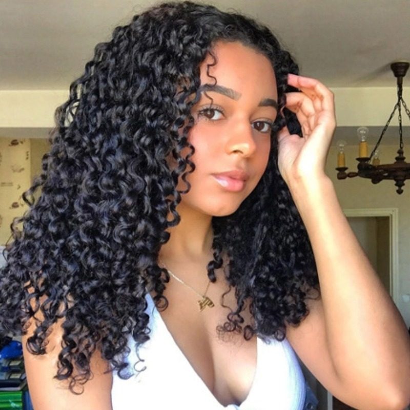 Sew In Hair Extensions - #1B Pixie Curly Human Hair