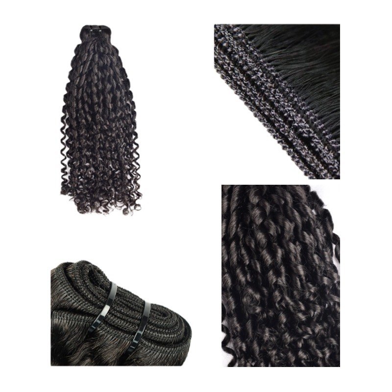 Sew In Hair Extensions - #1B Pixie Curly Human Hair