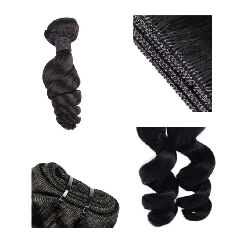 Sew In Hair Extensions - #1B Loose Wave Human Hair