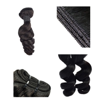 Sew In Hair Extensions - #1B Loose Wave Human Hair