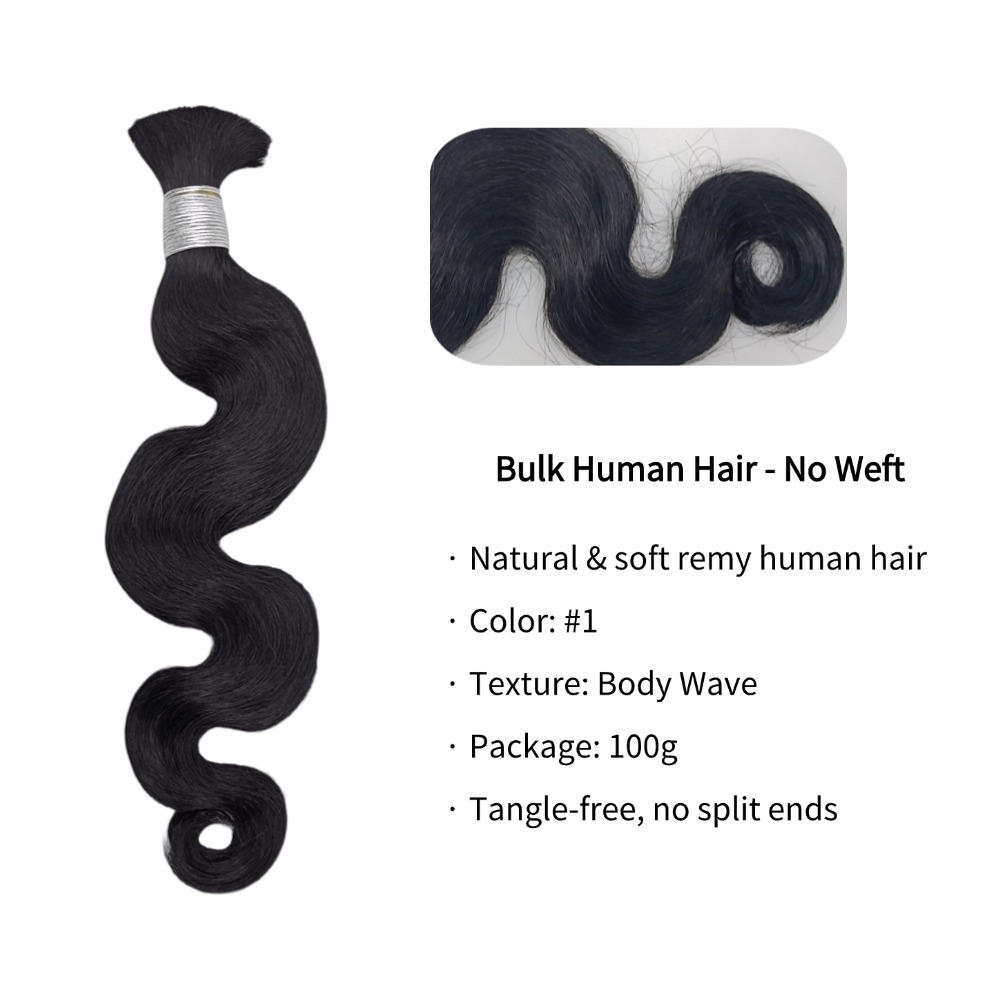 Bulk Human Hair - #1 Body Wave Braiding Hair