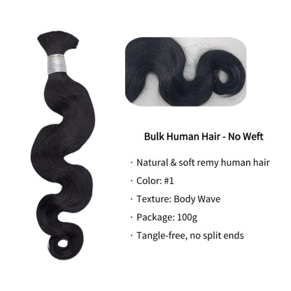 Bulk Human Hair - #1 Body Wave Braiding Hair
