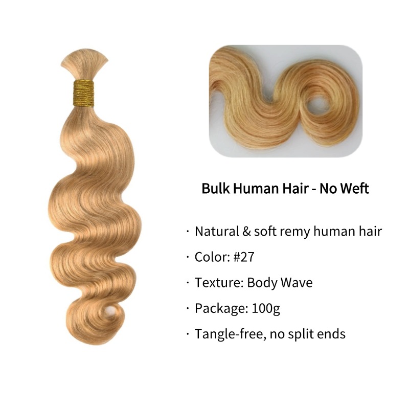 Body Wave Bulk Human Hair - #27 Braiding Hair