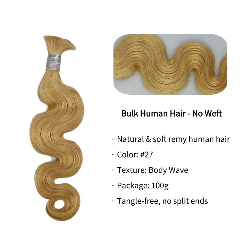 Body Wave Bulk Human Hair - #27 Braiding Hair