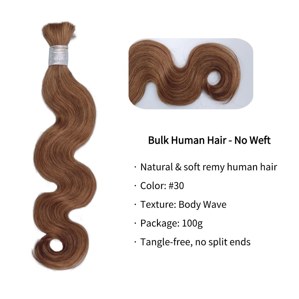 Bulk Human Hair - #30 Body Wave Braiding Hair