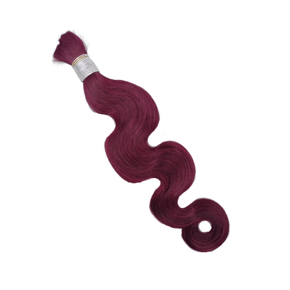 Bulk Human Hair - #99J Burgundy Body Wave Braiding Hair