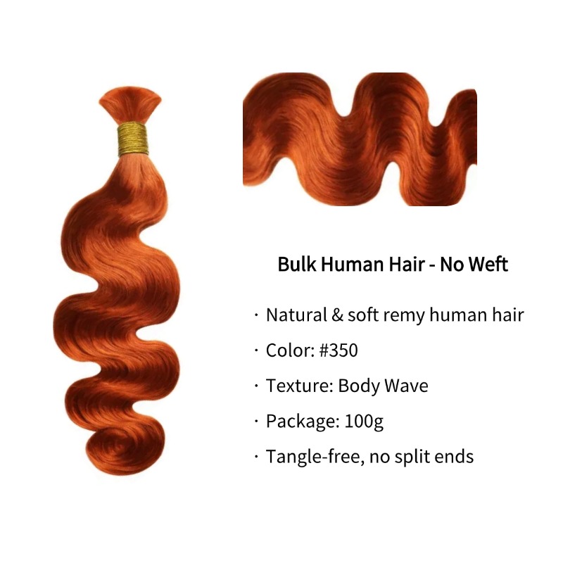 Body Wave Bulk Human Hair - #350 Ginger Braiding Hair