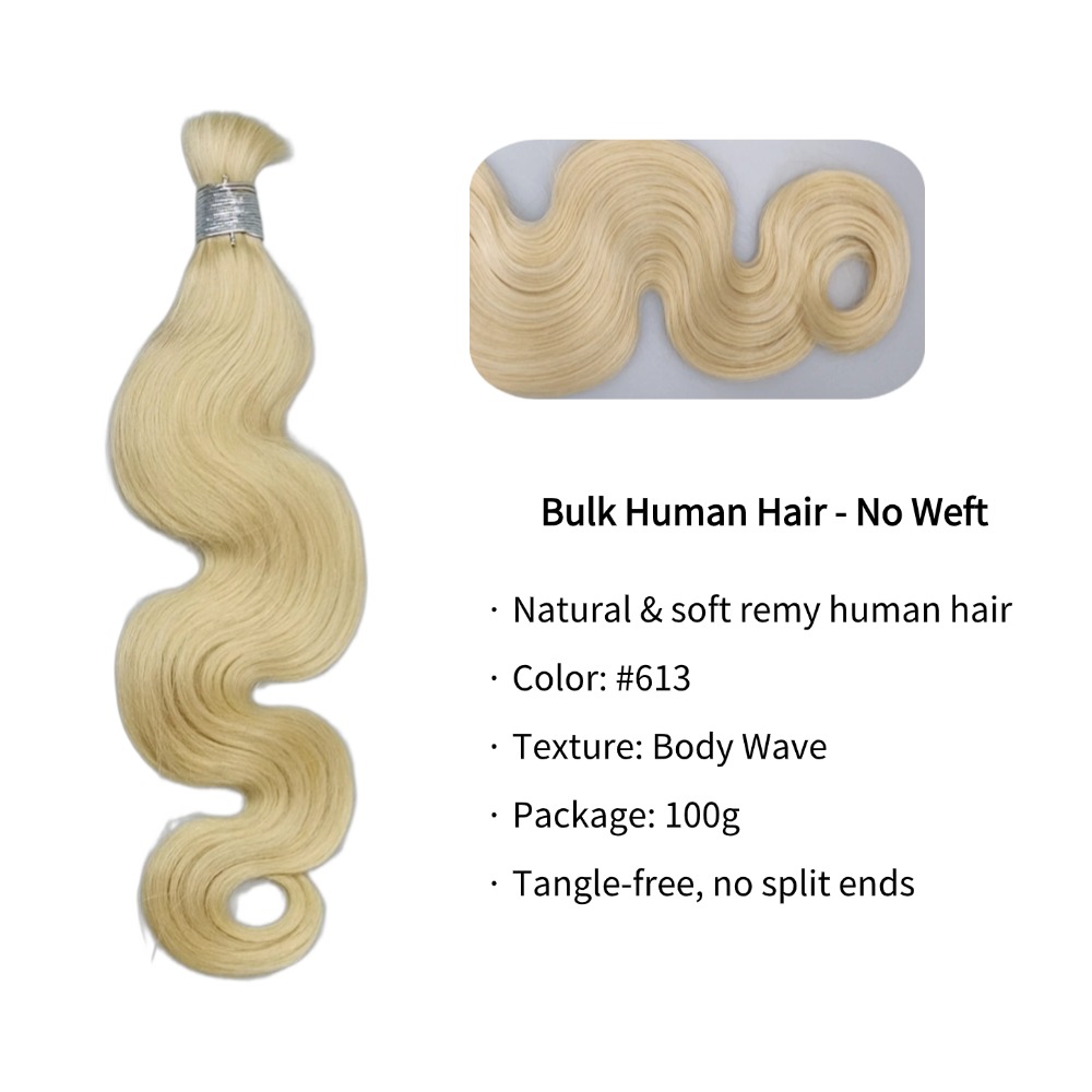 Bulk Human Hair - #613 Blonde Body Wave Braiding Hair