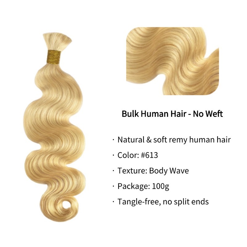 Body Wave Bulk Human Hair - #613 Hair Extensions