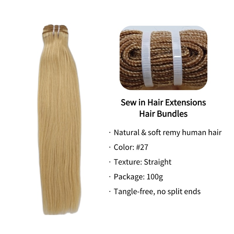 Sew In Hair Extensions - #27 Straight Human Hair