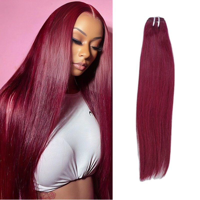 Sew In Hair Extensions - #99J Straight Human Hair