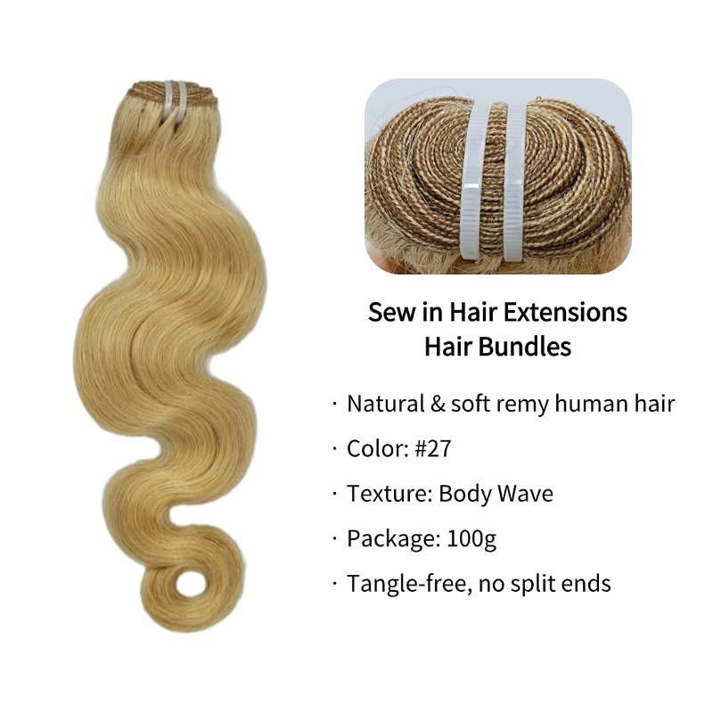 Sew In Hair Extensions - #27 Body Wave Human Hair