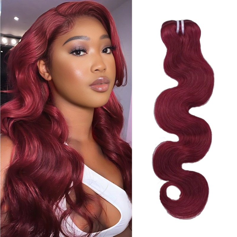 Sew In Hair Extensions - #99J Body Wave Human Hair