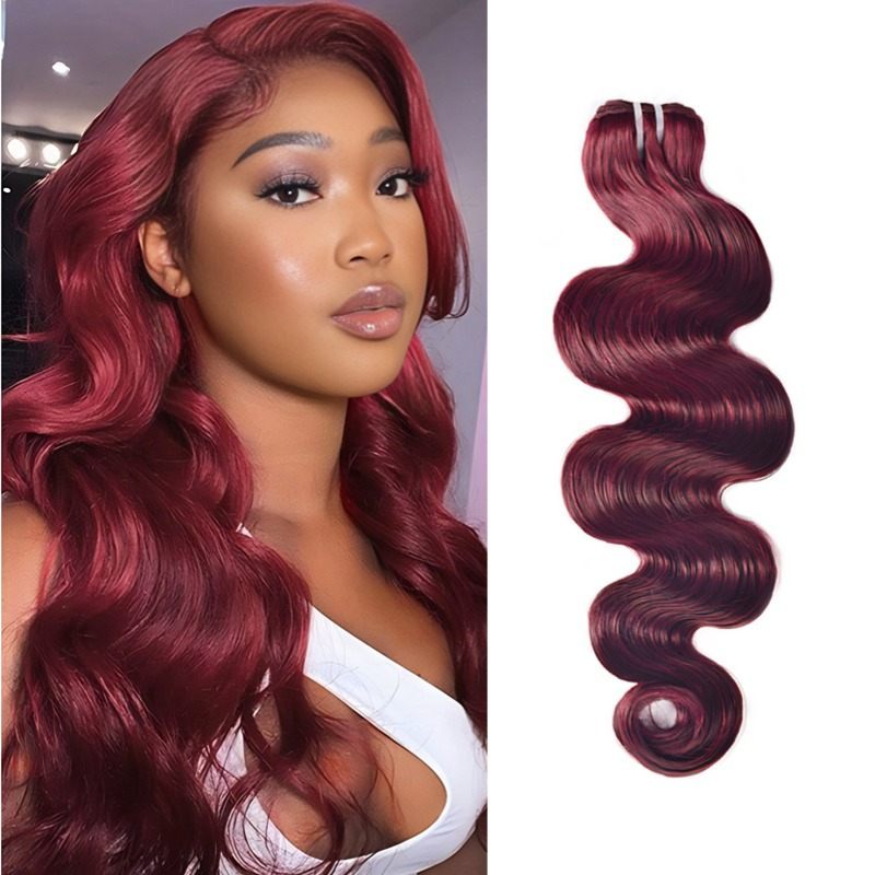 Sew In Hair Extensions - #99J Body Wave Human Hair