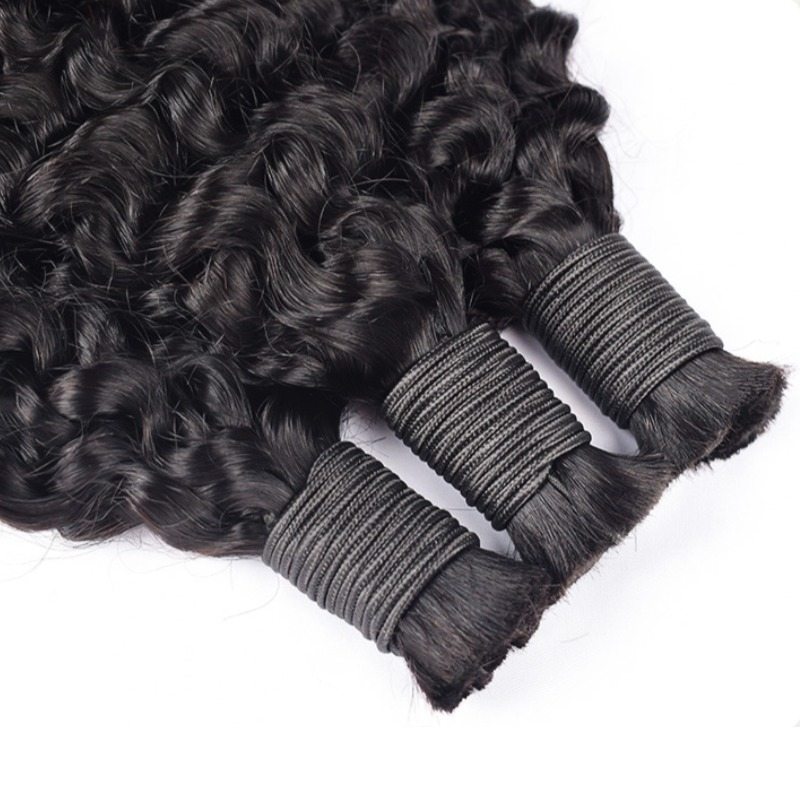 Jerry Curly Bulk Human Hair - #1B Black Hair Extensions