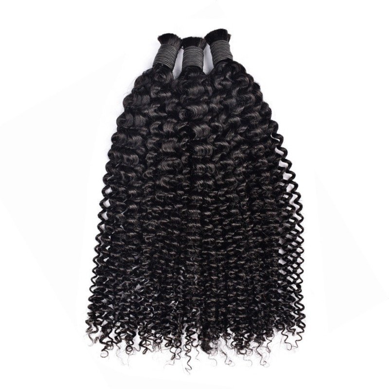 Jerry Curly Bulk Human Hair - #1B Black Braiding Hair