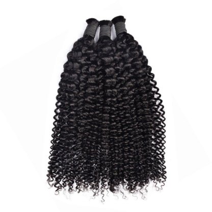 Jerry Curly Bulk Human Hair - #1B Black Hair Extensions