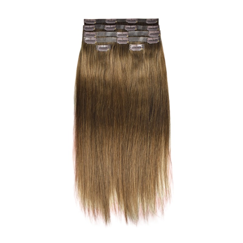 PU Clip In Hair Extensions - #7 Straight Human Hair