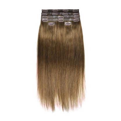 PU Clip In Hair Extensions - #7 Straight Human Hair